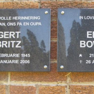 BOWDEN Eddie 1941-2005 :: BRITZ Gert 1945-2006