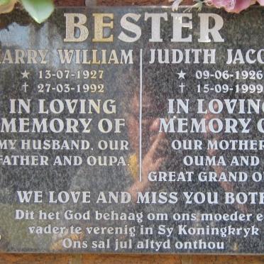BESTER Harry William 1927-1992 &amp; Judith Jacoba 1926-1999
