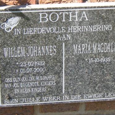 BOTHA Willem Johannes 1932-2000 &amp; Maria Magdalena 1935-