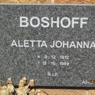 BOSHOFF Aletta Johanna 1912-1989