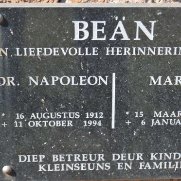 BEÄN Napoleon 1912-1994 &amp; Marie 1919-1999