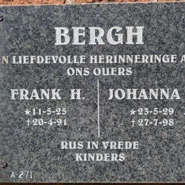 BERGH Frank H. 1925-1991 &amp; Johanna J. 1929-1998