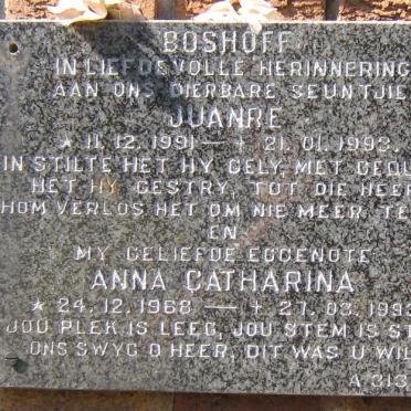 BOSHOFF Anna Catharina 1968-1993 :: BOSHOFF Juanré 1991-1993