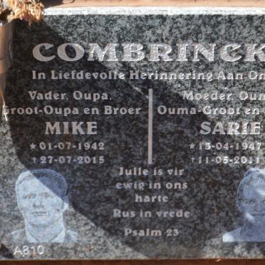COMBRINCK Mike 1942-2015 &amp; Sarie 1947-2011