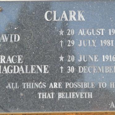 CLARK David 1911-1981 &amp; Grace Magdalene 1916-1997
