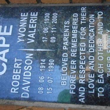 CAPE Robert Davidson 1914-1990 &amp; Yvonne Valerie 1930-2000