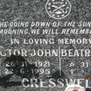 CRESSWELL Victor John 1921-1995 &amp; Beatrice 19??-