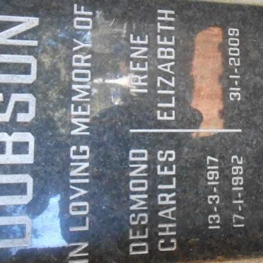 DOBSON Desmond Charles 1917-1992 &amp; Irene Elizabeth ?-2009