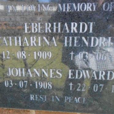 EBERHARDT Johannes Edward 1908-1997 &amp; Catharina Hendrina 1909-1996