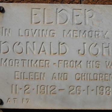 ELDER Donald John Mortimer 1912-1985