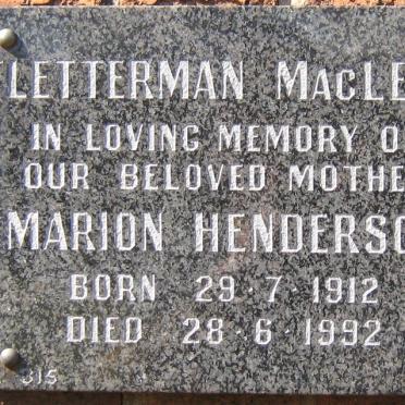 FLETTERMAN Marion Henderson, formerly MacLEAN 1912-1992