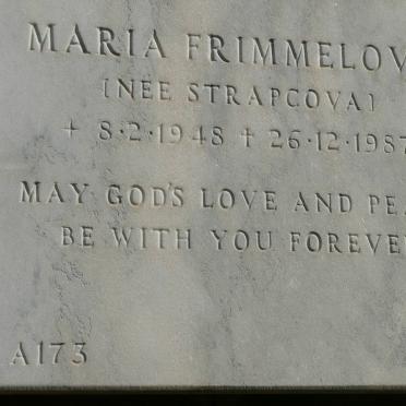FRIMMELOVA Maria nee STRAPCOVA 1948-1987