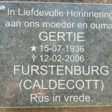 FURSTENBURG Gertie nee CALDECOTT 1936-2006