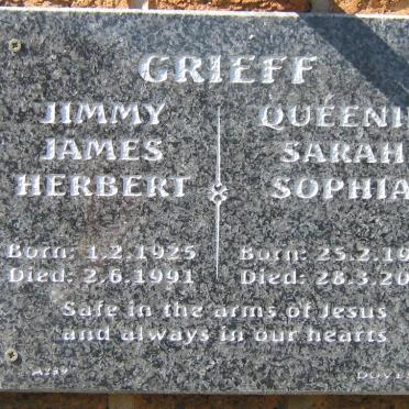 GRIEFF James Herbert 1925-1991 &amp; Sarah Sophia 1928-2013