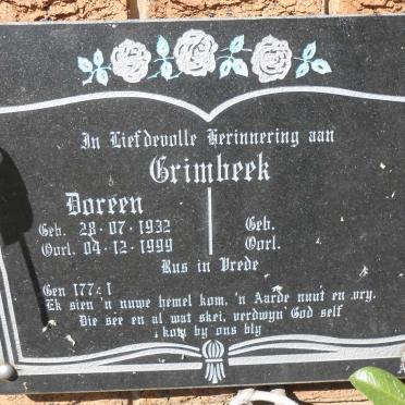 GRIMBEEK Doreen 1932-1999