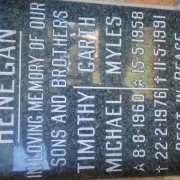HENEGAN Garth Myles 1958-1991 :: HENEGAN Timothy Michael 1960-1976 
