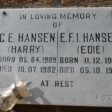 HANSEN C.E. 1909-1982 :: HANSEN E.F.I. 1909-1992