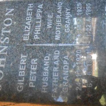 JOHNSTON Gilbert Peter 1920-1991 &amp; Elizabeth Phillippa 1925-1995