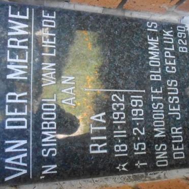 MERWE Rita, van der 1932-1991