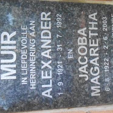 MUIR Alexander 1921-1992 &amp; Jacoba Magaretha 1922-2003