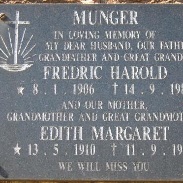 MUNGER Fredric Harold 1906-1985 &amp; Edith Margaret 1910-1994