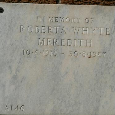 MEREDITH Roberta Whyte 1918-1987