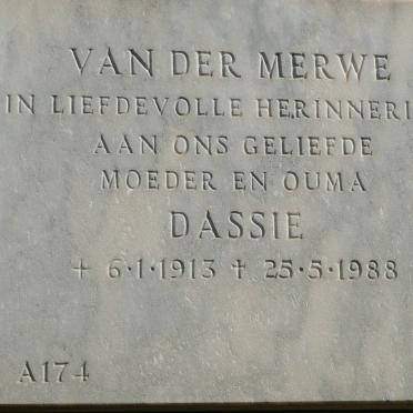 MERWE Dassie, van der 1913-1988