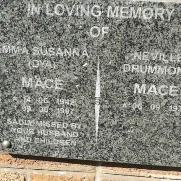 MACE Neville Drummond 1937-  &amp; Emma Susanna DYA 1942-1997