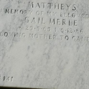 MATTHEYS Gail Merle 1965-1986