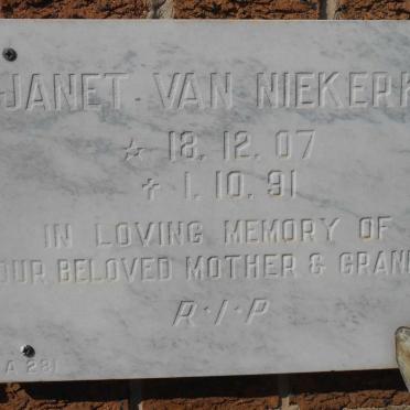 NIEKERK Janet, van 1907-1991