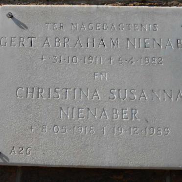 NIENABER Gert Abraham 1911-1982 &amp; Christina Susanna 1918-1989