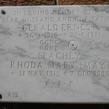 PEACHEY Gerald Ernest 1916-1981 &amp; Rhoda Mary 1919-1988