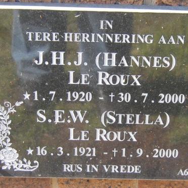 ROUX J.H.J., le 1920-2000 &amp; S.E.W. 1921-2000