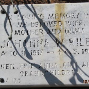RILEY Johanna W. 1917-1987