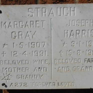 STRAUCH Joseph Harris 1911-1992 &amp; Margaret GRAY 1907-1991