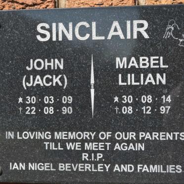 SINCLAIR John 1909-1990 &amp; Mabel Lilian 1914-1997