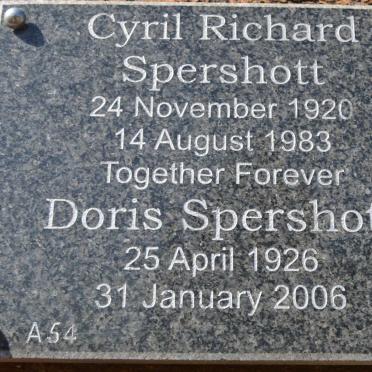 SPERSHOTT Cyril Richard 1920-1983 &amp; Doris 1926-2006