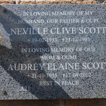 SCOTT Neville Clive 1933-1981 &amp; Audrey Elaine 1935-2012