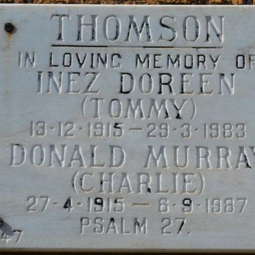 THOMSON Donald Murray 1915-1987 &amp; Inez Doreen 1915-1983
