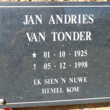 TONDER Jan Andries, van 1925-1998