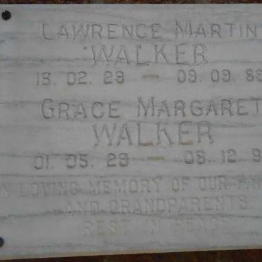 WALKER Lawrence Martin 1929-1989 &amp; Grace Margaret 1929-1992