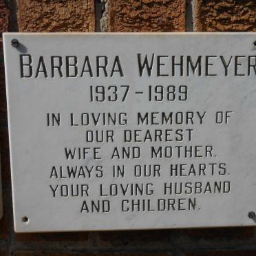WEHMEYER Barbara 1937-1989
