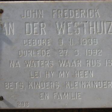 WESTHUIZEN John Frederick, van der 1939-1992