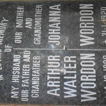 WORDON Arthur Walter 1920-1992 &amp; Johanna 1920-1994