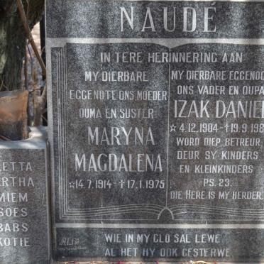 NAUDÉ Izak Daniel 1904-1987 &amp; Maryna Magdalena 1914-1975