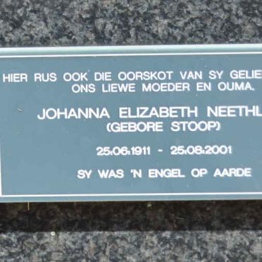 NEETHLING James Frederick 1905-1975 &amp; Johanna Elizabeth STOOP 1911-2001