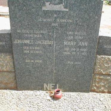NEL Johannes Jacobus 1887-1954 &amp; Mary Ann 1885-1971