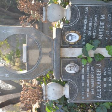 NIEKERK Alexander J., van 1925-1997 &amp; Maggie M. 1930-2003