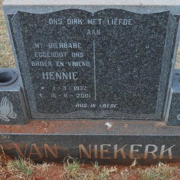 NIEKERK Hennie, van 1932-2001