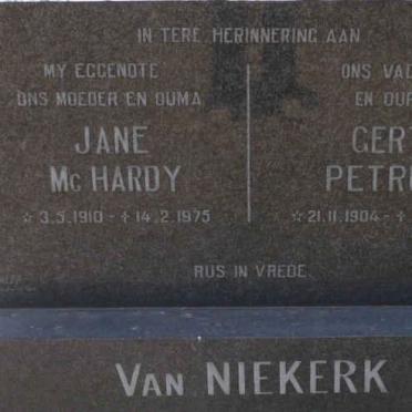 NIEKERK Gert Petrus, van 1904- &amp; Jane McHARDY 1910-1975